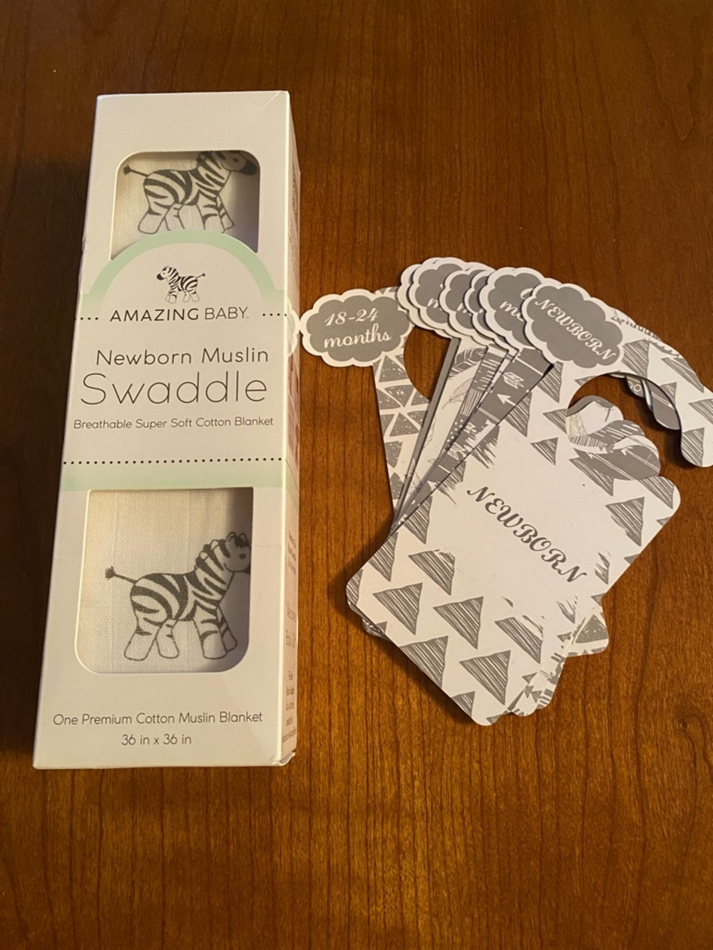 Amazing Baby Newborn Muslin Swaddle Blanket - White with Gray Zebra